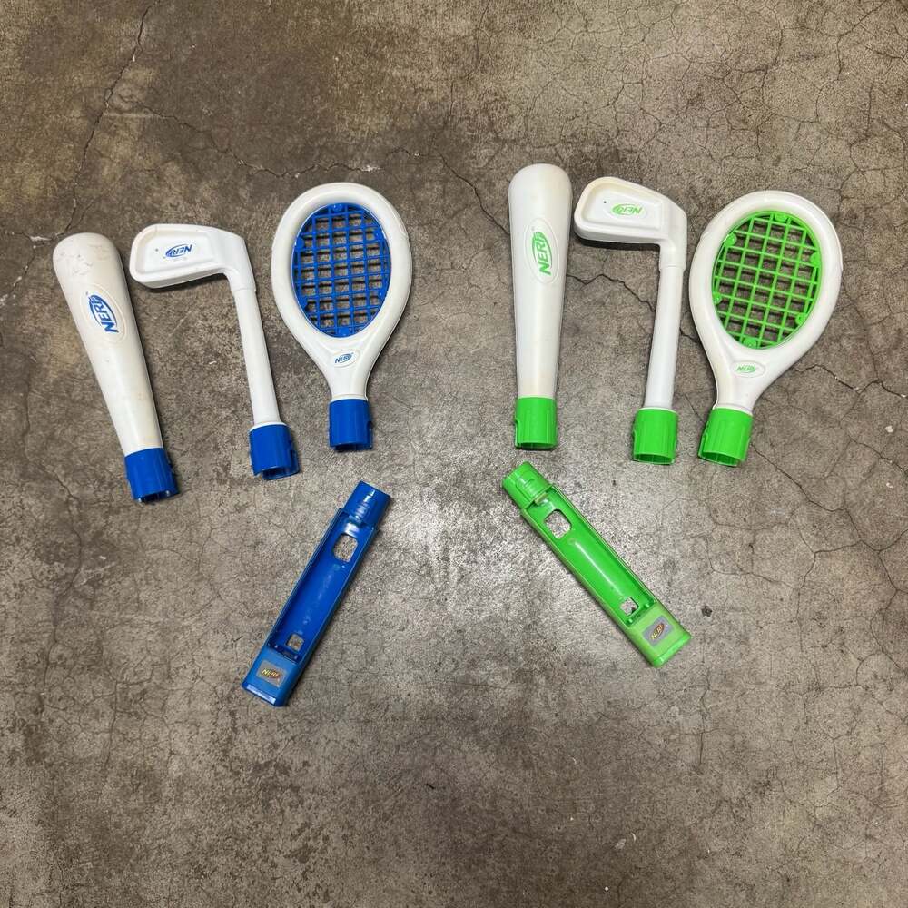 Nerf Nintendo Wii Sports Accessories Lot Baseball Bat Golf Club Tennis Racket Pa